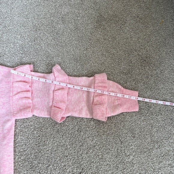 J. Crew Pink Ruffle Sleeve Crew Neck Sweater Size XS - Picture 6 of 11